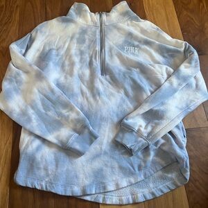PINK Victoria's Secret Blue and White Tie-Dye Sweatshirt